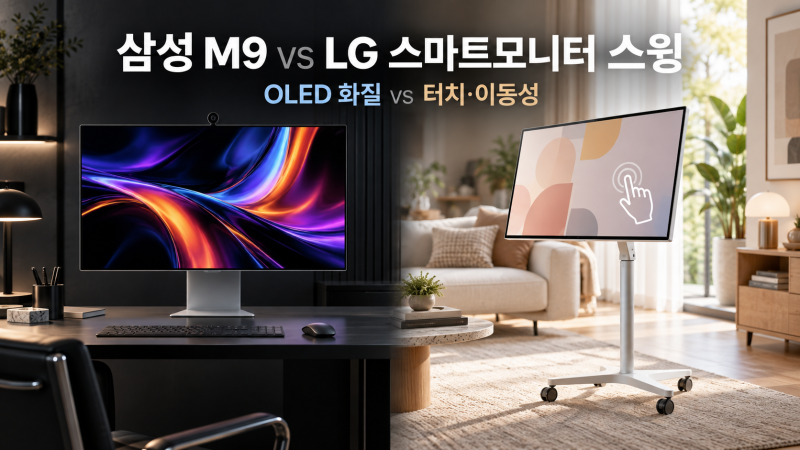 삼성 스마트모니터 M9 vs LG 스마트모니터 스윙 비교｜OLED 화질과 터치·이동성, 무엇을 선택할....