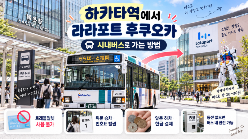 하카타역에서 라라포트 후쿠오카 시내버스 타는 법, 지쿠시구치 승차부터 현금 결제까지