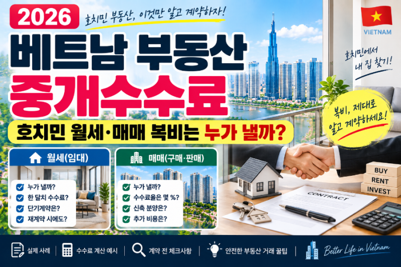 2026 베트남 부동산 중개수수료｜호치민 월세·매매 복비는 누가 낼까?