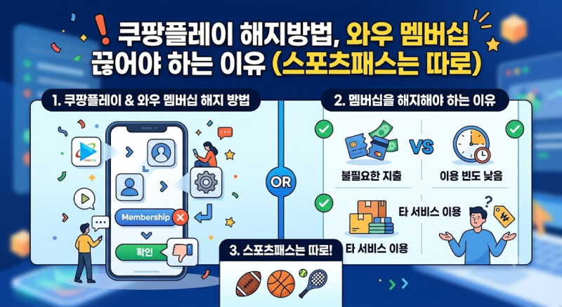 쿠팡플레이 해지방법, 와우 멤버십 끊어야 하는 이유 (스포츠패스는 따로)
