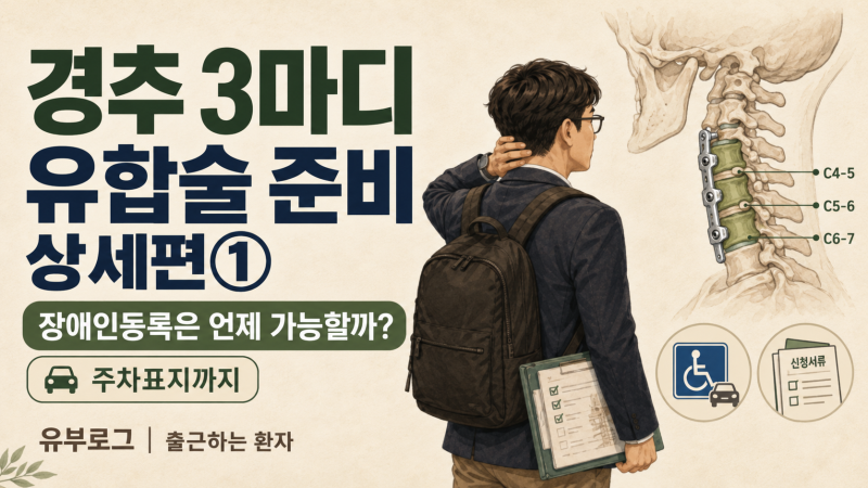 경추 3마디 유합술 준비 상세편①｜장애인등록은 언제 가능할까? 주차표지까지