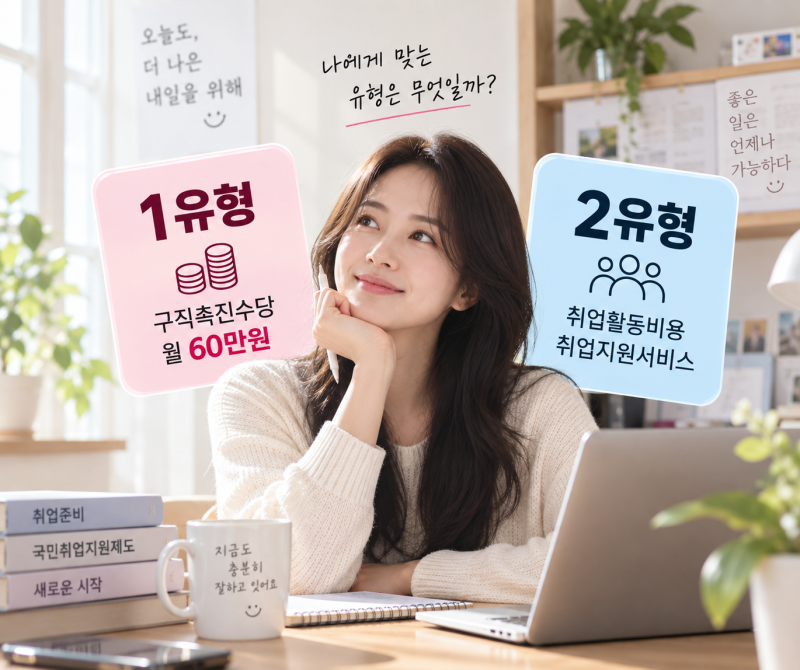 2026 국민취업지원제도 1유형 2유형 차이｜수급자격 확인방법·월 60만원 조건