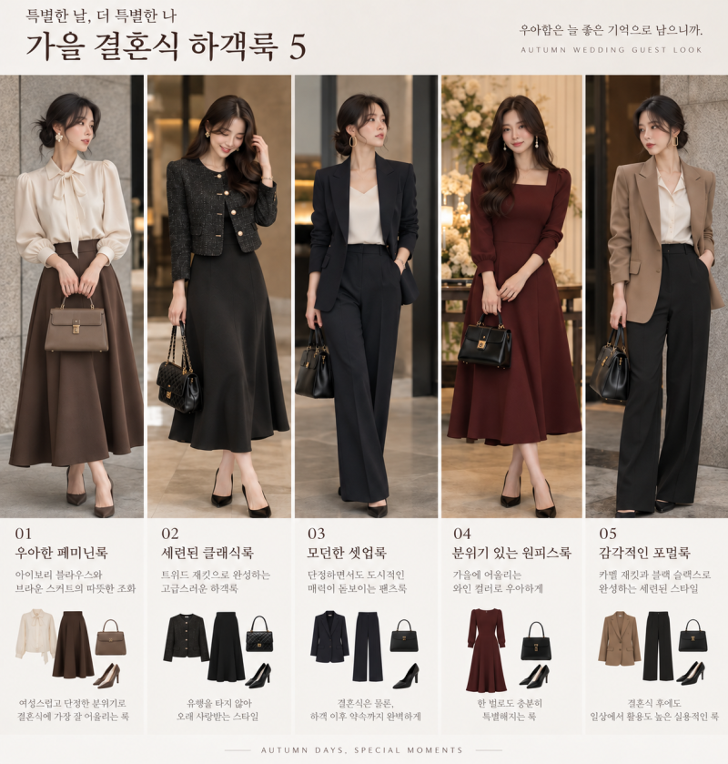 가을 결혼식 하객룩 5가지 패션 - 키작녀도 있습니다!