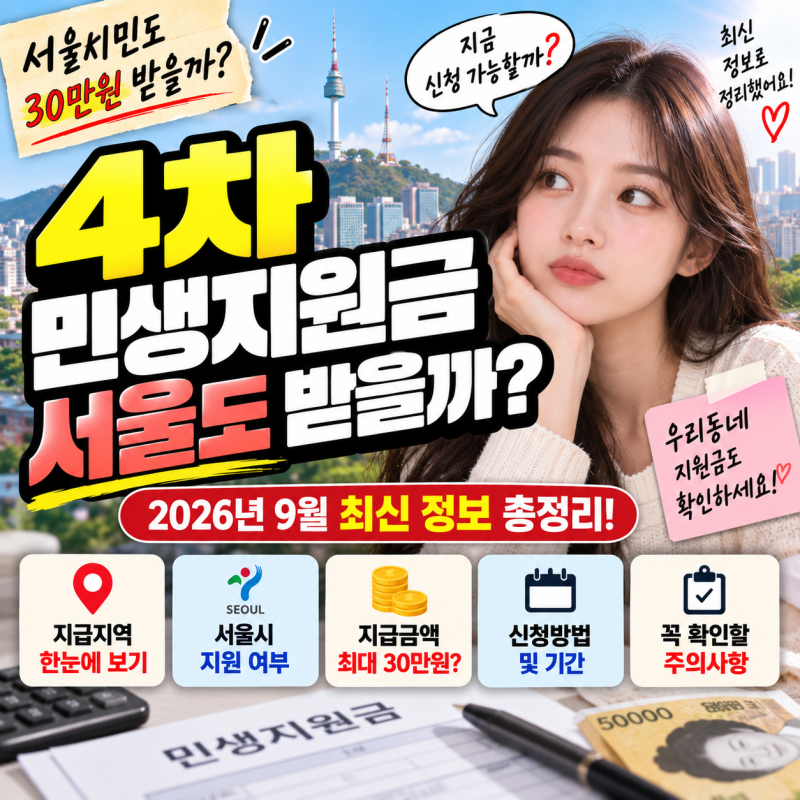 4차 민생지원금 서울도 받을까? 2026년 9월 지급지역·서울 신청 여부 총정리