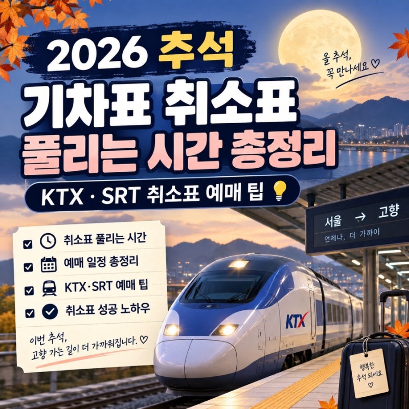 2026 추석 기차표 취소표 풀리는 시간 총정리｜KTX·SRT 취소표 예매 팁