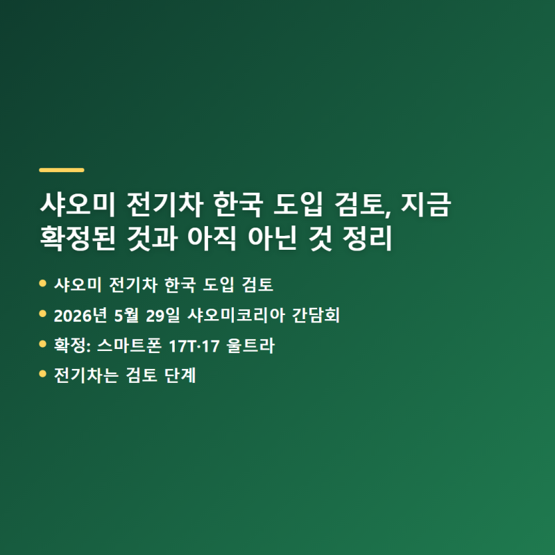 샤오미 전기차 한국 도입 검토, 지금 확정된 것과 아직 아닌 것 정리