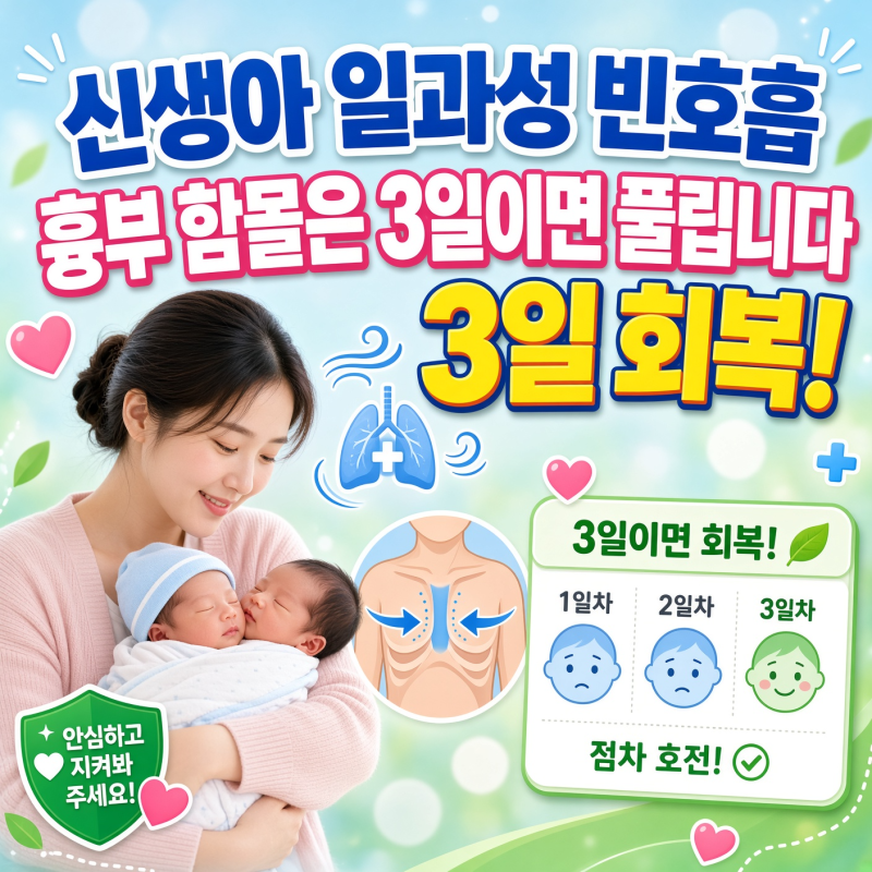 신생아 일과성 빈호흡, 흉부 함몰은 3일이면 풀립니다