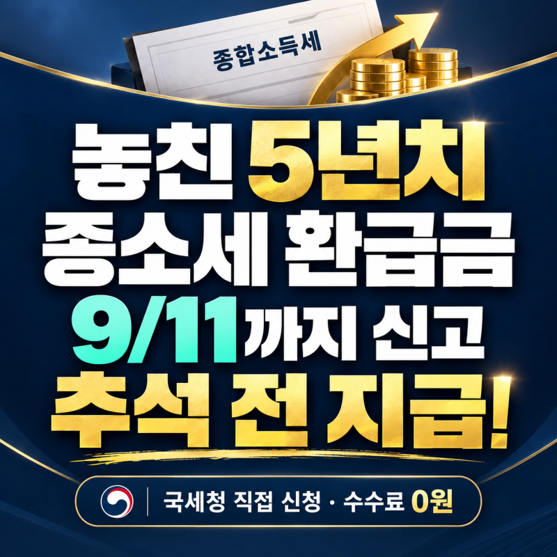 [9/11까지 신고] 놓친 종합소득세 환급금 5년치 한 번에 조회! 추석 전 받는 방법