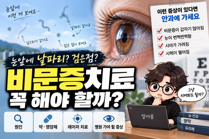 비문증치료 어떻게 할까? 눈앞 날파리·검은점 보일 때 치료와 병원 가야 할 증상