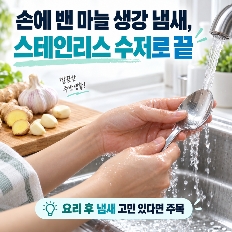 손에 밴 마늘·생강 냄새 제거하는 법, 스테인리스 수저 활용 꿀팁