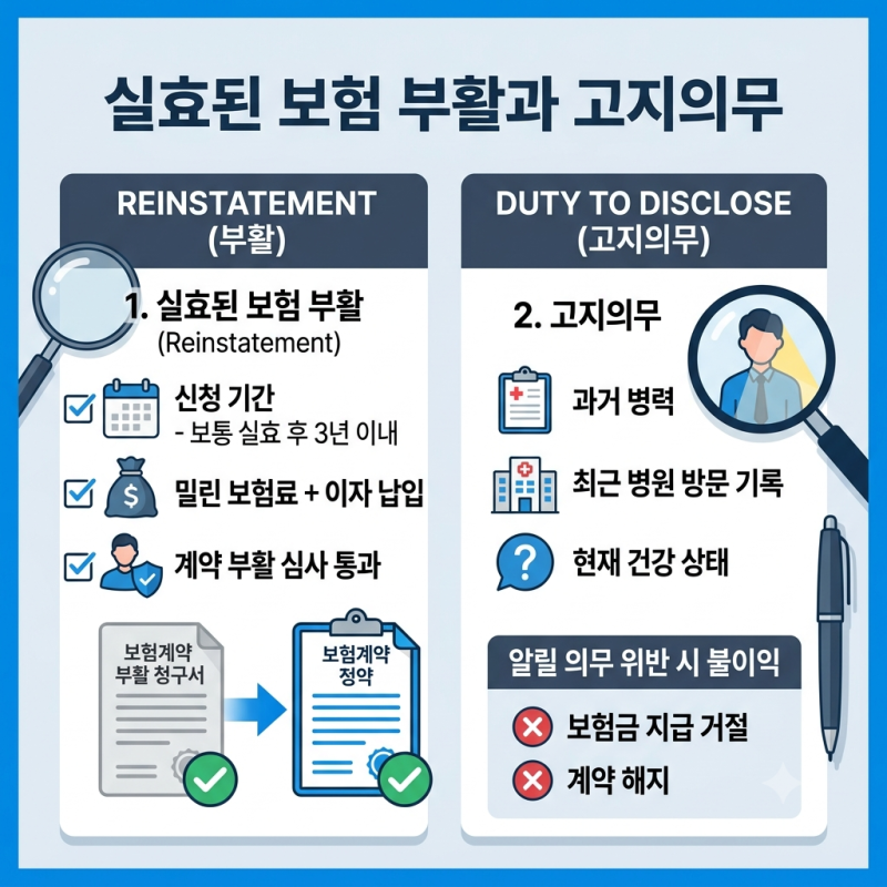 실효된 보험 부활 시 밀린 돈만 내면 끝일까? 주의할 고지의무 핵심 정리