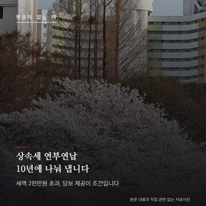 상속세 연부연납 총정리 : 현금이 없을 때 10년에 나눠 내는 방법과 조건
