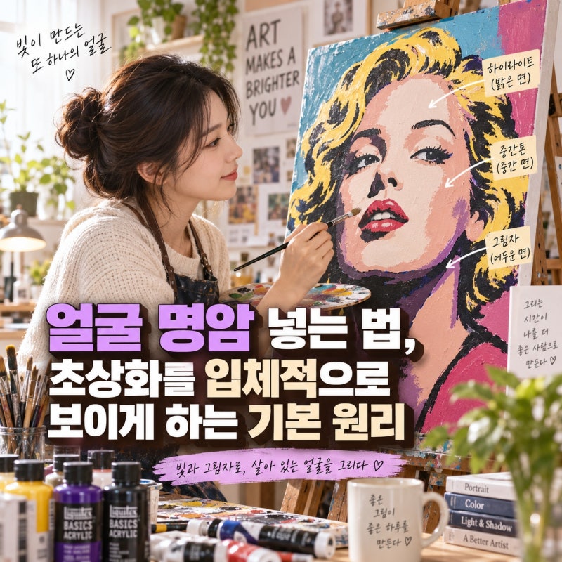 얼굴 명암 넣는 법, 왜 초상화가 평면적으로 보일까요? 입체감을 만드는 기본 원리
