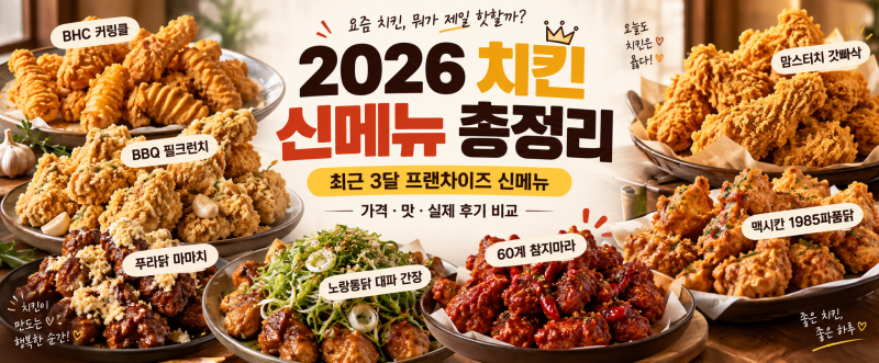 치킨 신메뉴 총정리｜BHC 커링클·BBQ 필크런치·푸라닭 마마치 가격 후기 비교