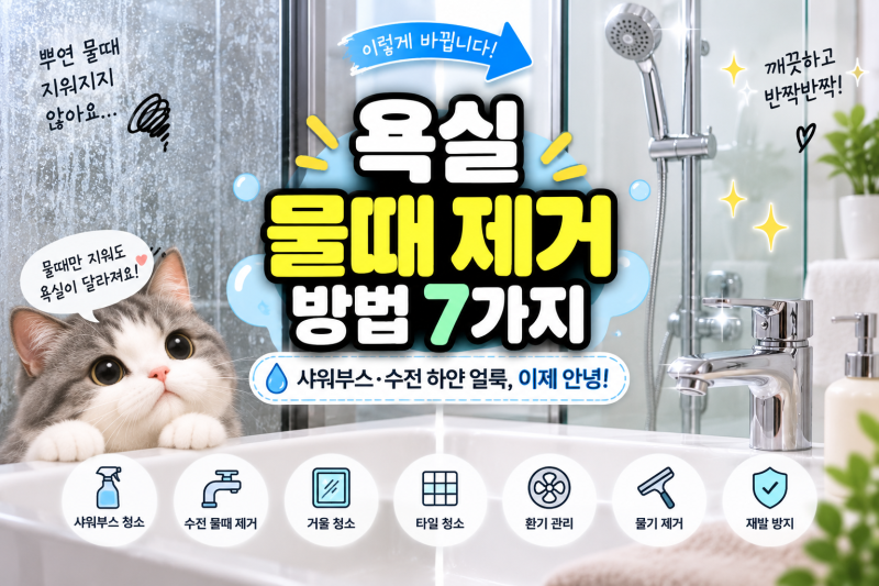 욕실 물때 제거 방법, 샤워부스·수전 하얀 얼룩 없애는 법