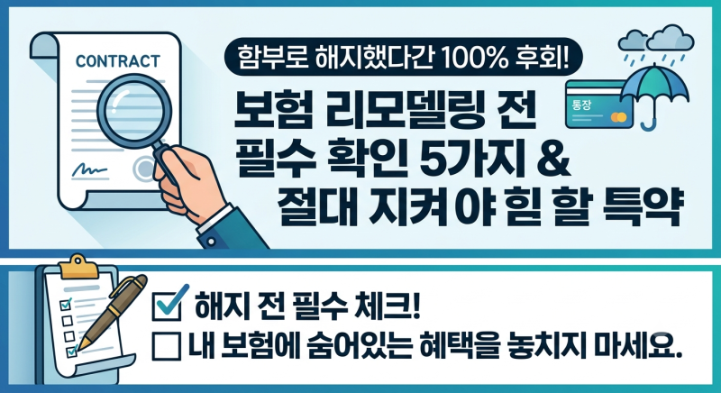 "보험 리모델링 전 꼭 확인해야 할 5가지, 해지하면 손해보는 특약은?"