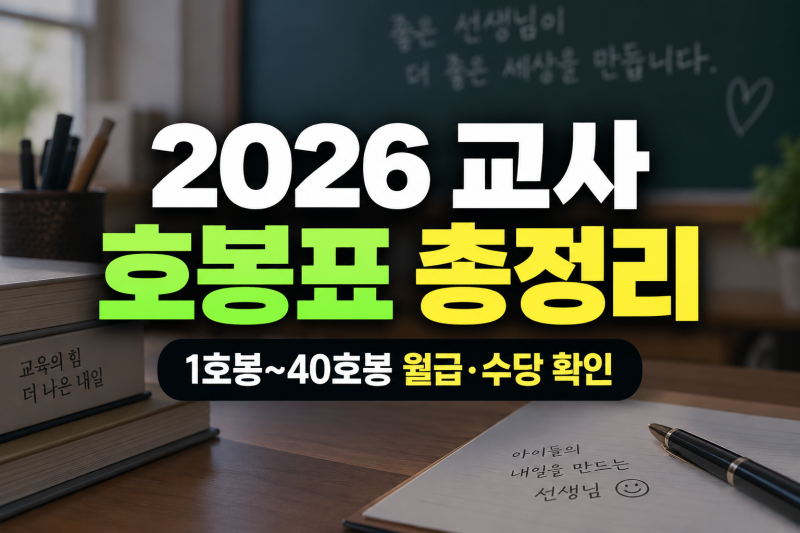 2026 교사 호봉표 총정리｜1호봉~40호봉 월급·수당 확인