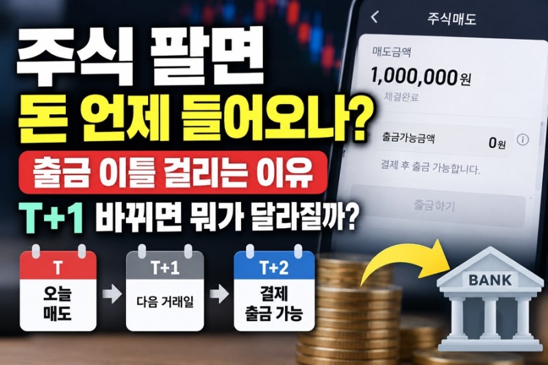 주식 팔면 돈 언제 들어오나? 출금 이틀 걸리는 이유 T+1 바뀌면 뭐가 달라질까
