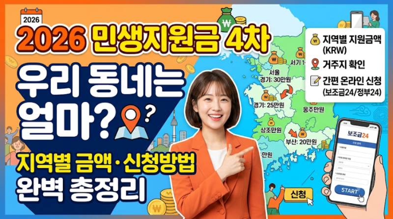 2026 민생지원금 4차, "우리 동네는 얼마?" 지역별 금액·신청방법 완벽 총정리