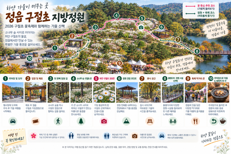 정읍 구절초 언제 가야 가장 예쁠까? 축제기간·주차·꽃열차·쌍화차까지