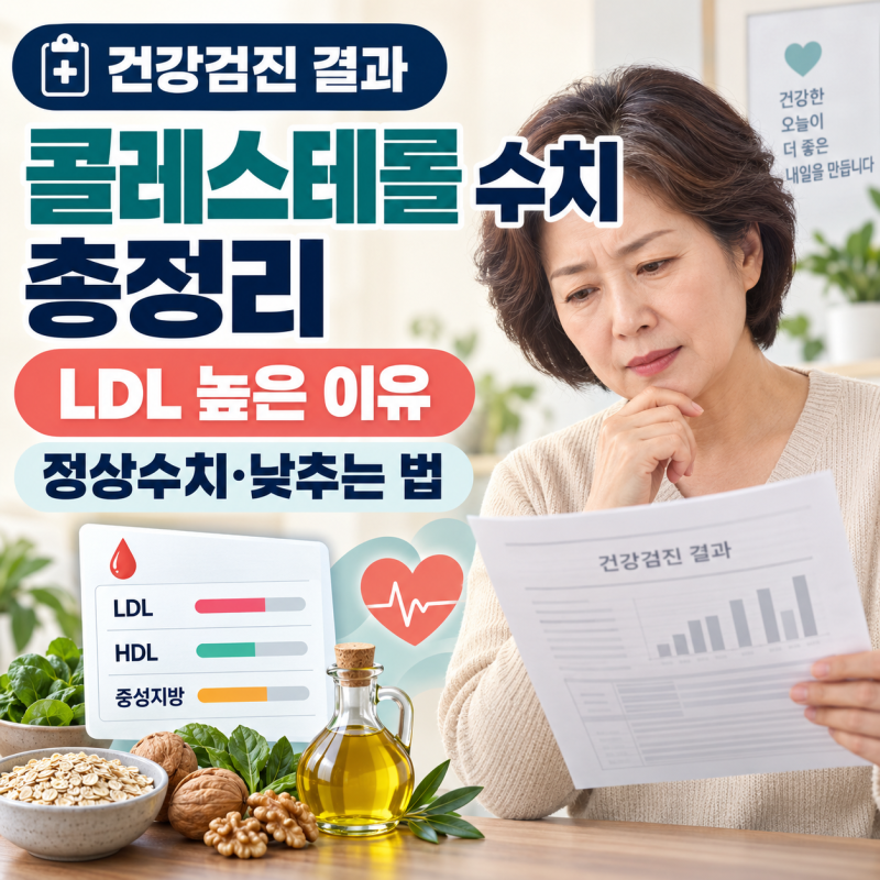 콜레스테롤 수치 총정리｜정상수치·LDL 높은 이유·낮추는 방법과 음식