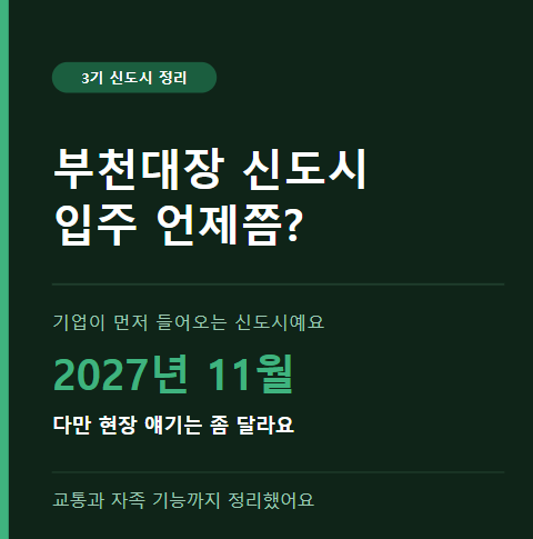 부천대장 신도시 입주 언제쯤?