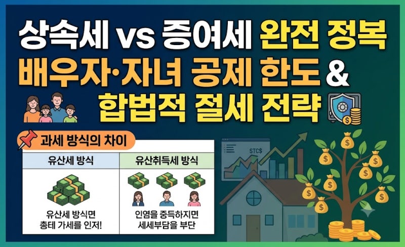 상속세 증여세 차이점과 배우자·자녀 공제 한도 활용한 합법적 절세 전략