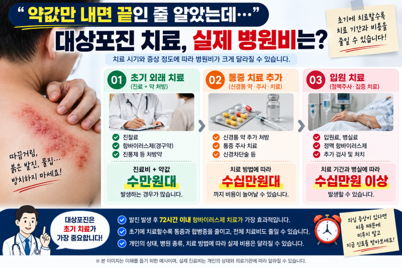 약값만 내면 끝인 줄 알았는데 대상포진 치료 비용, 진료비까지 얼마나 들까?
