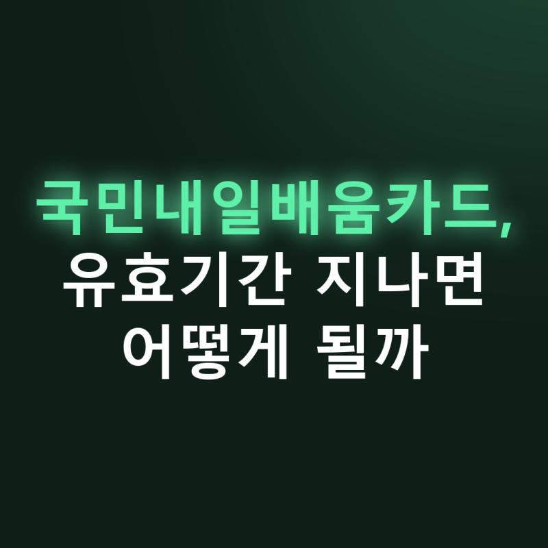 국민내일배움카드 유효기간과 재발급, 훈련장려금 얼마나 될까