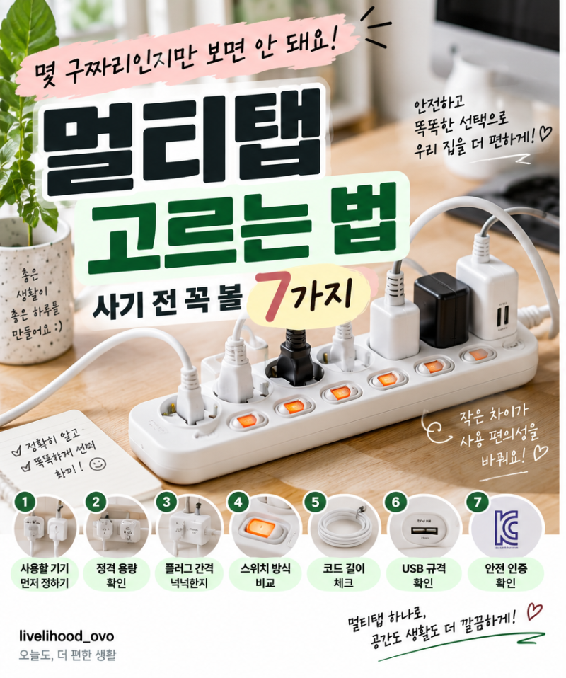 생활용 멀티탭 고르는법｜콘센트 개수만 보고 사면 놓치는 7가지