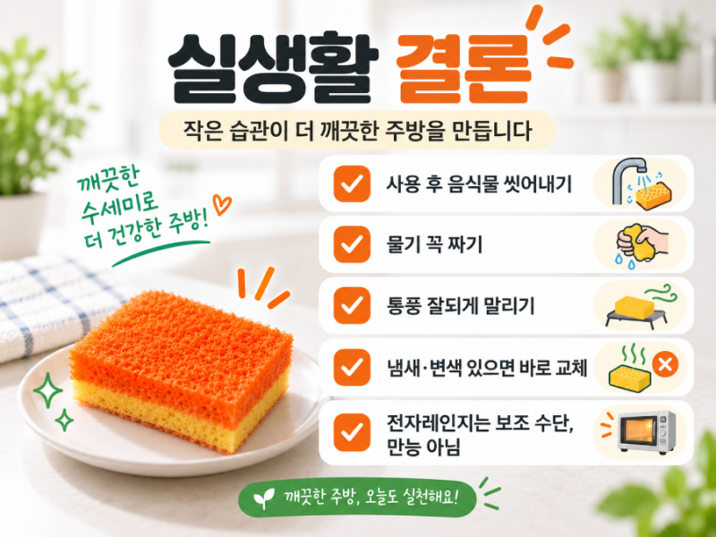 수세미 소독하면 괜찮을까? No! 자주 교체하는것이 Best!