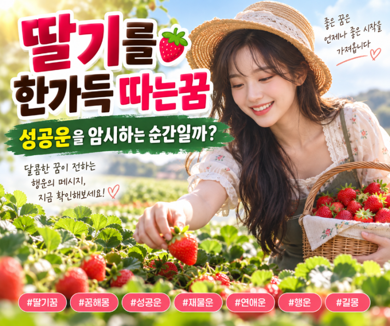 딸기를 한가득 따는꿈 성공운을 암시하는 순간일까