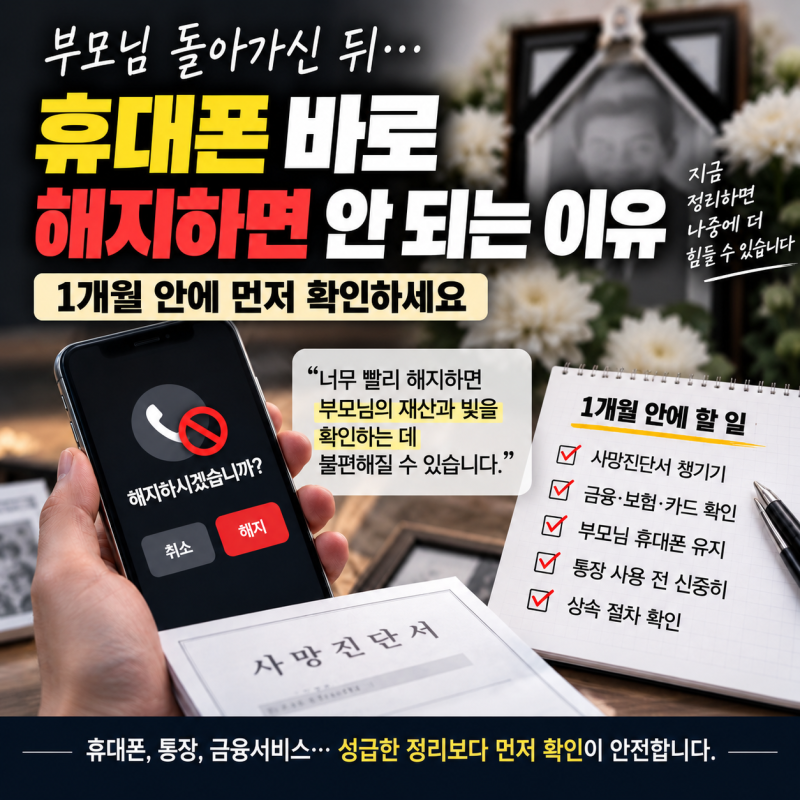 부모님 돌아가신 뒤 휴대폰 바로 해지하면 안 되는 이유…1개월 안에 먼저 확인하세요