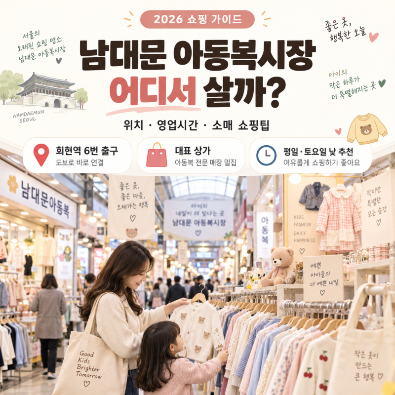 2026 남대문 아동복시장 어디서 살까? 아동복거리 위치·영업시간·소매 쇼핑팁