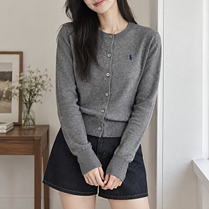 클래식하게 입기 좋은 폴로 랄프로렌 여성 회색 니트 가디건 여자 코디 브랜드 추천