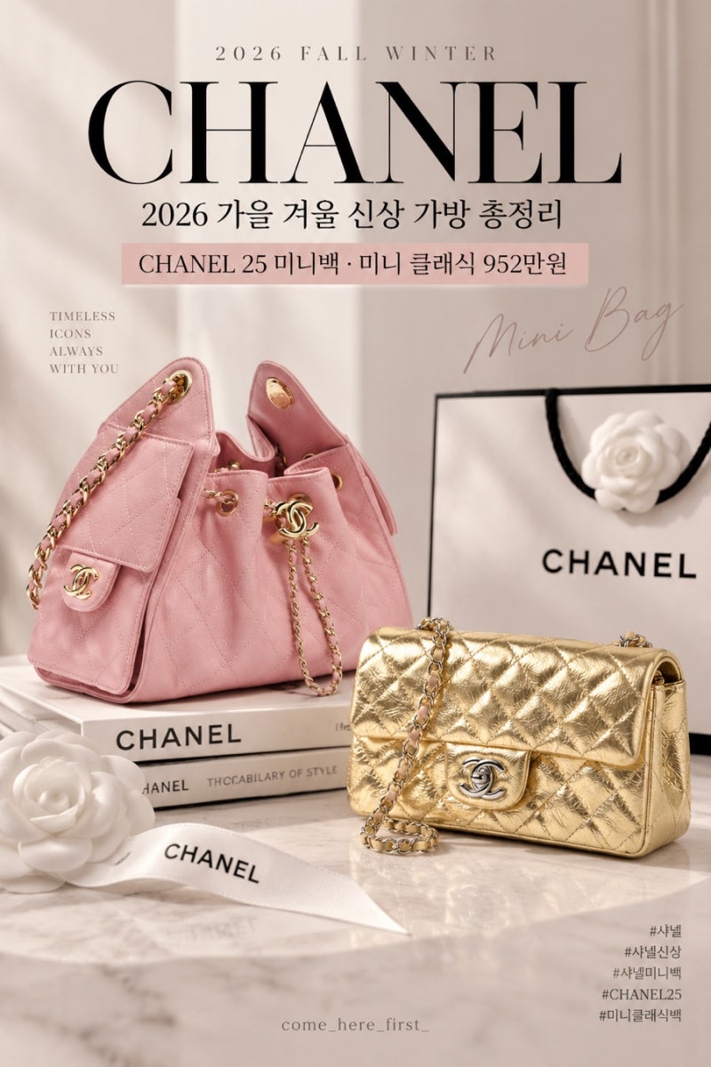 샤넬 2026 신상 가방｜FW 프리컬렉션 CHANEL 25 1,003만원·미니 클래식 952만원