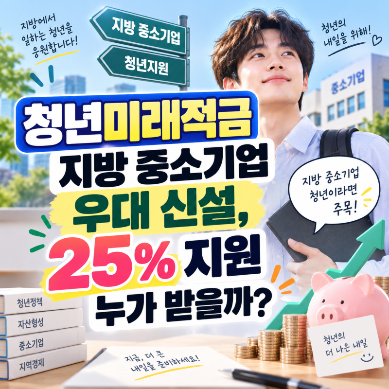 청년미래적금 지방 중소기업 우대 신설, 25% 지원 누가 받을까?