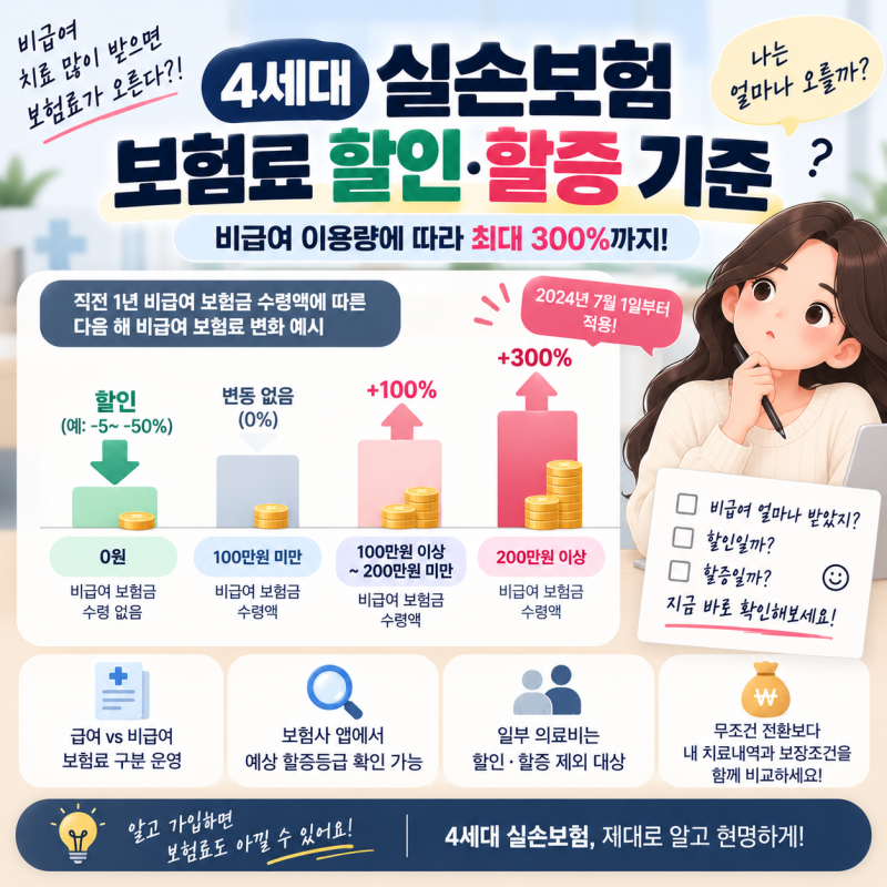 4세대 실손보험 보험료 할인·할증 기준｜비급여 많이 받으면 얼마나 오를까?