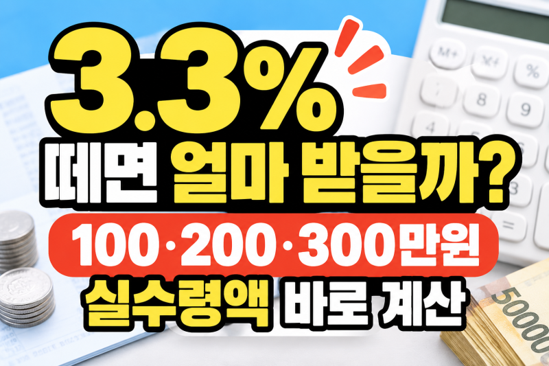 3.3% 계산 어떻게 할까? 월급 100·200·300만원 실수령액 바로 계산