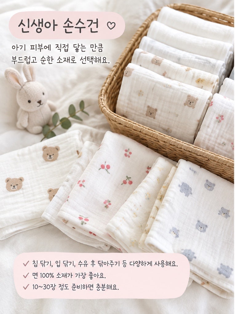 신생아 손수건·천기저귀 준비｜몇 장이 필요할까?