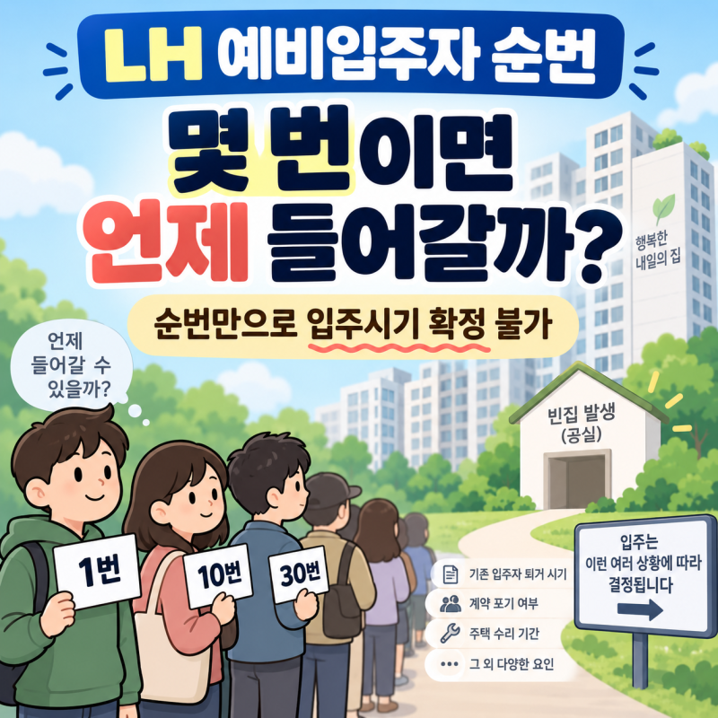 LH 예비입주자 순번, 몇 번이면 언제 들어갈까? 공가·대기기간부터 확인