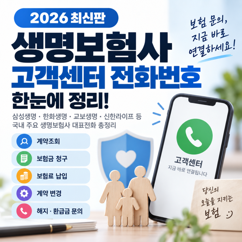 국내 생명 보험회사 고객센터 전화번호 총정리,내 보험 찾기