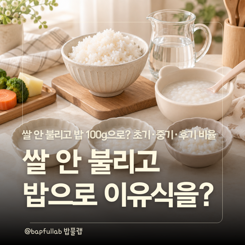 밥으로 이유식 만들기, 쌀 안 불려도 될까? 초기·중기·후기 물 비율