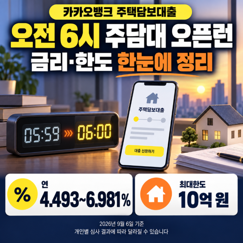 새벽 6시에도 마감? 카카오뱅크 주택담보대출 오픈런·금리 총정리