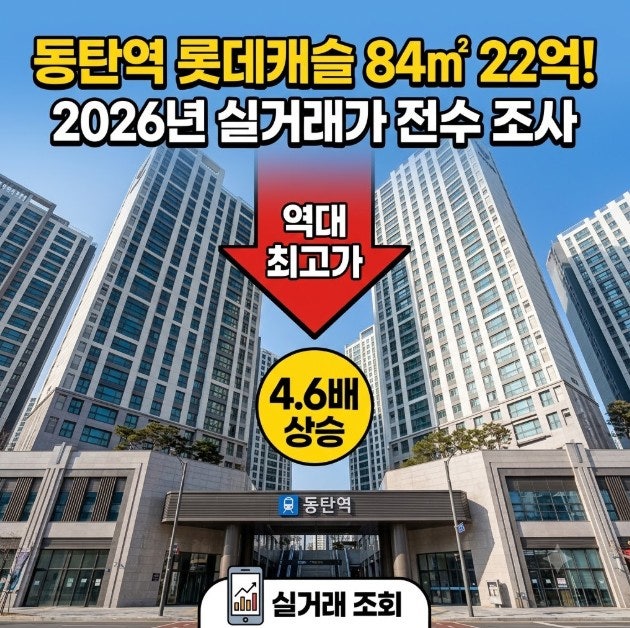 동탄역 롯데캐슬 84타입 22억 2500만 원 실거래가 터졌다, 분양가 4억 대에서 8년 만에 17억 상승....