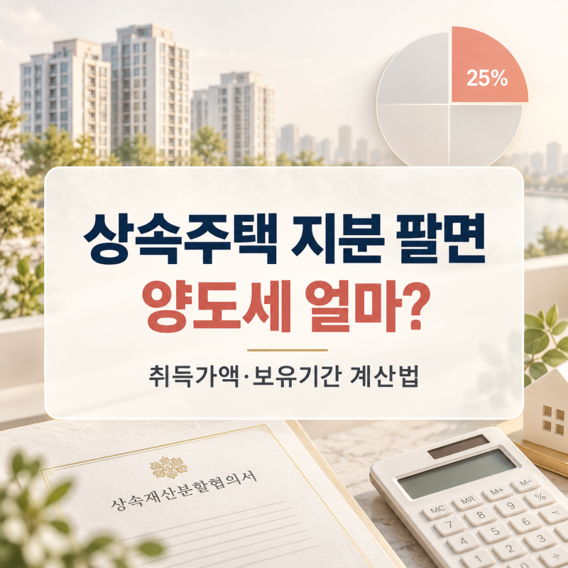 상속받은 주택 지분 팔면 양도세는? 취득가액·보유기간 계산법