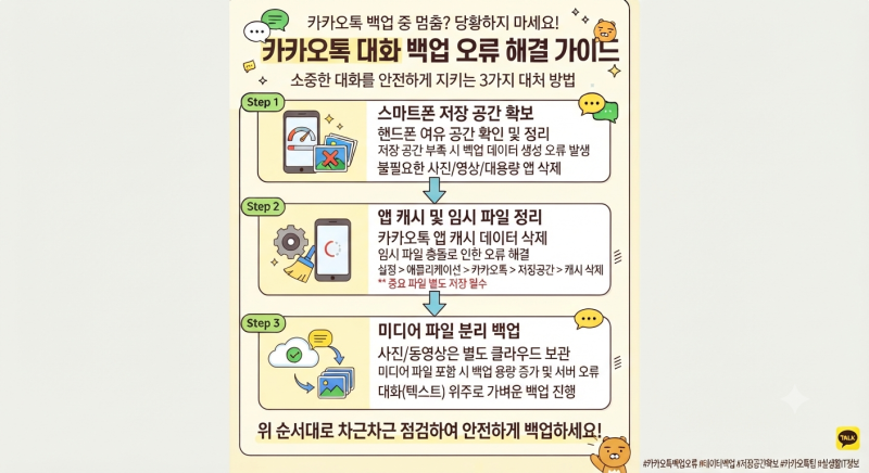 카카오톡 백업 오류 발생했을 때 용량 비우고 다시 시도하는 법
