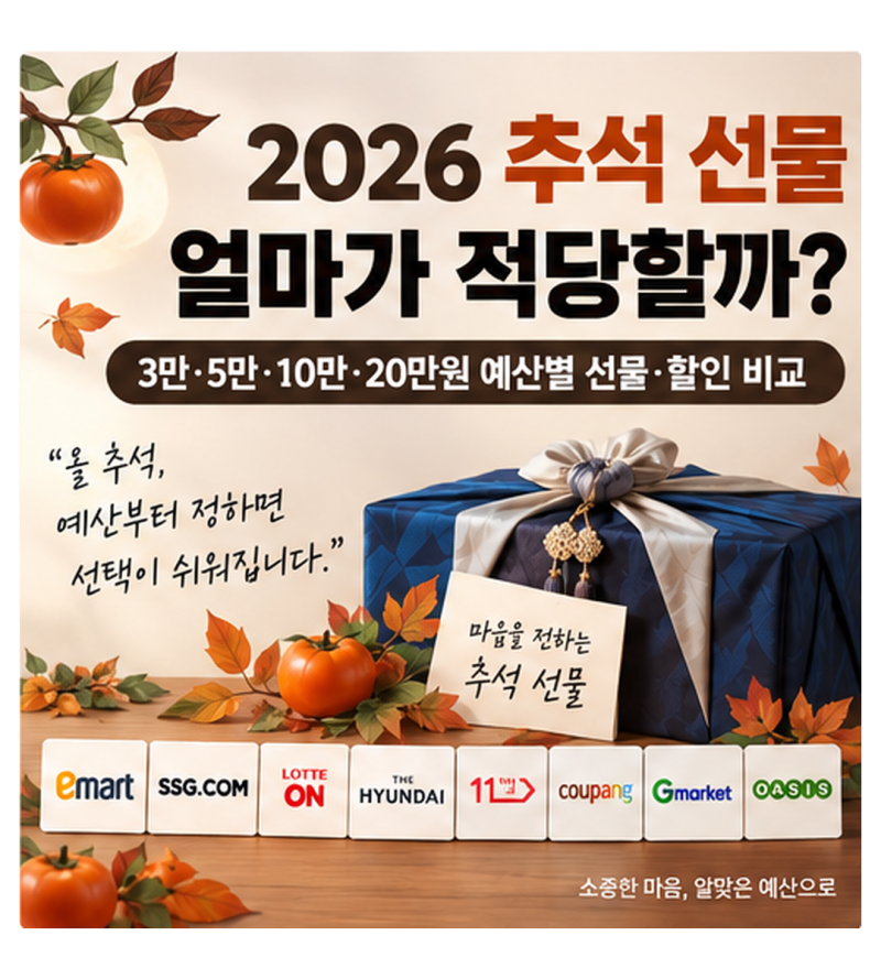 2026 추석 선물세트 어디서 살까? 이마트·SSG·롯데ON·현대백화점·오아시스·컬리 비교와 예산....