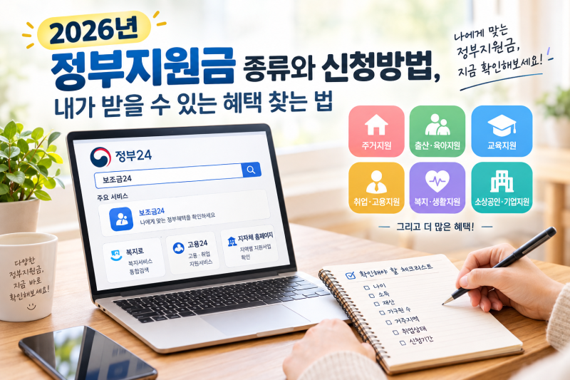 2026년 정부지원금 종류와 신청방법, 내가 받을 수 있는 혜택 찾는 법