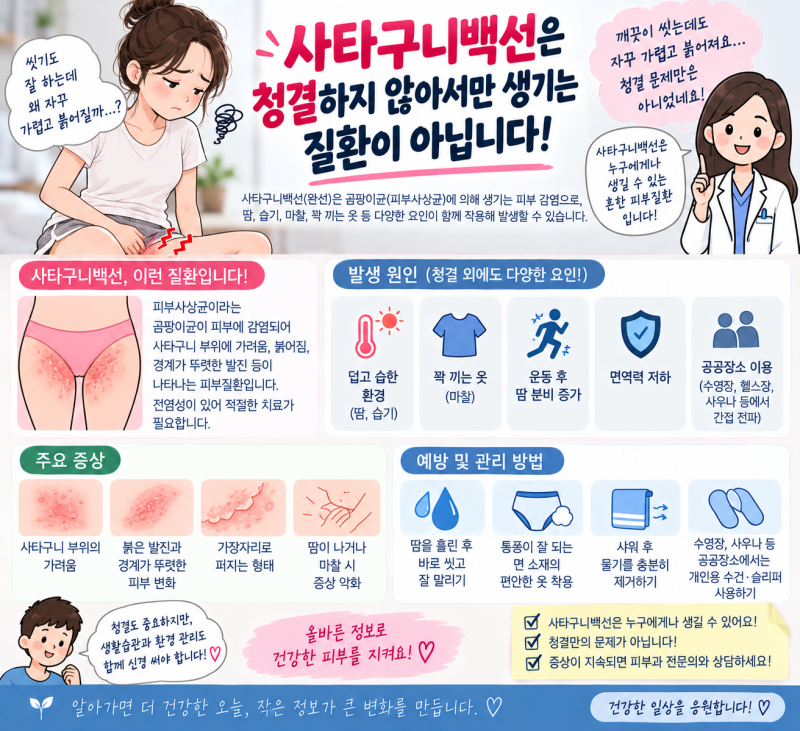 사타구니백선, 가렵고 붉은 반점이 번진다면 확인하세요